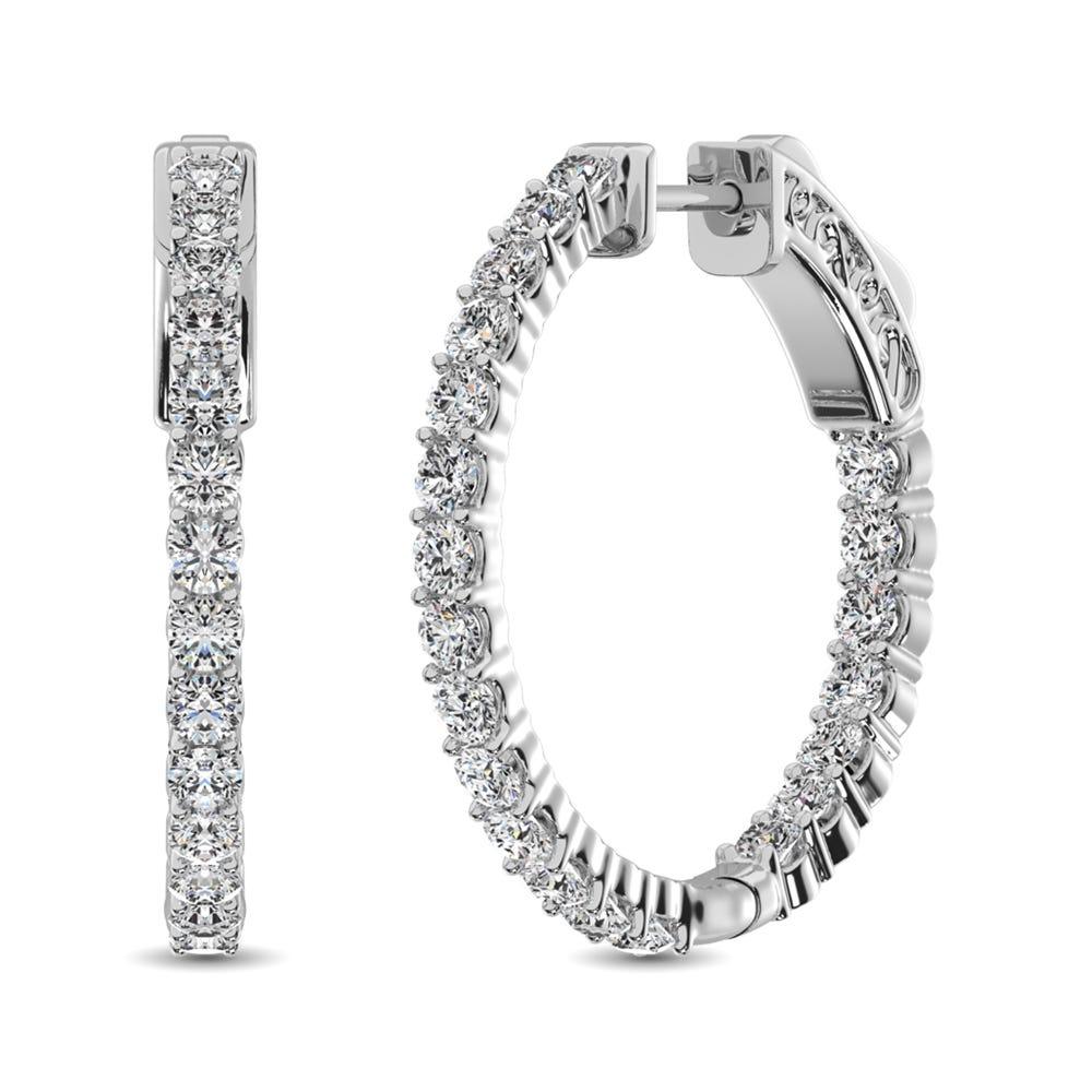 14K White Gold Diamond 1/2 Ct.Tw. In and Out Hoop Earrings - Larson Jewelers