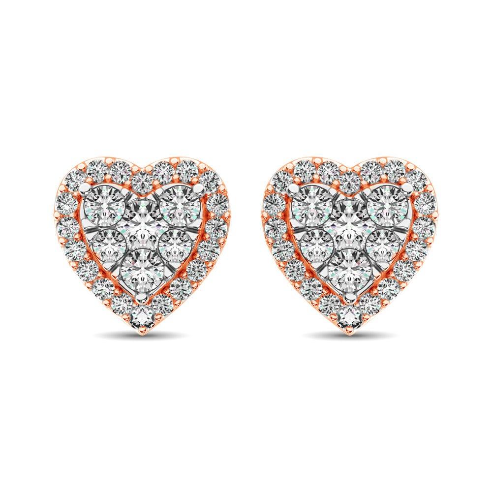 Diamond 3/4 ct tw Heart Earrings in 14K Rose Gold - Larson Jewelers