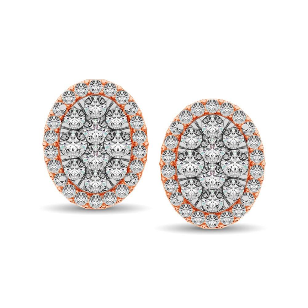 Diamond 3/4 ct tw Oval Shape Earrings in 14K Rose Gold - Larson Jewelers