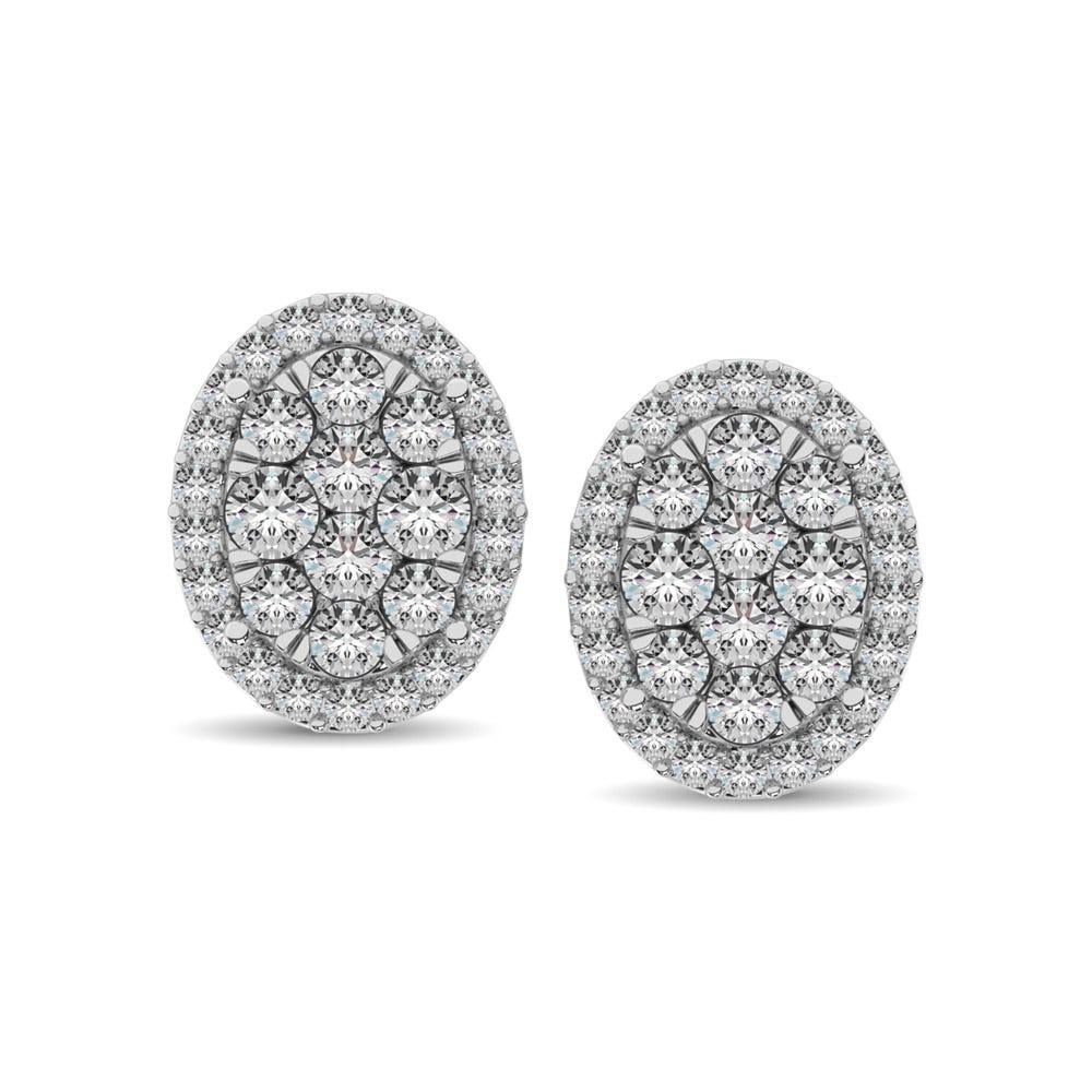 Diamond 3/4 ct tw Oval Shape Earrings in 14K White Gold - Larson Jewelers