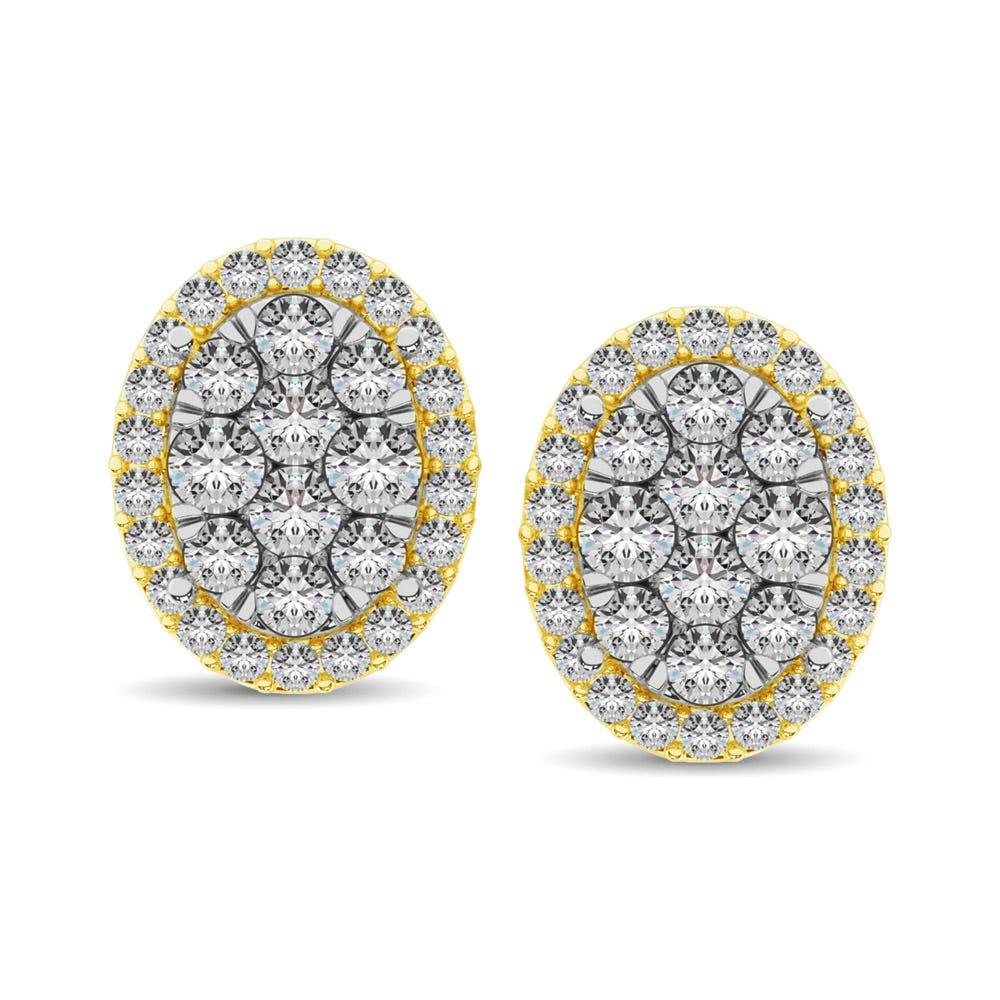 Diamond 3/4 ct tw Oval Shape Earrings in 14K Yellow Gold - Larson Jewelers