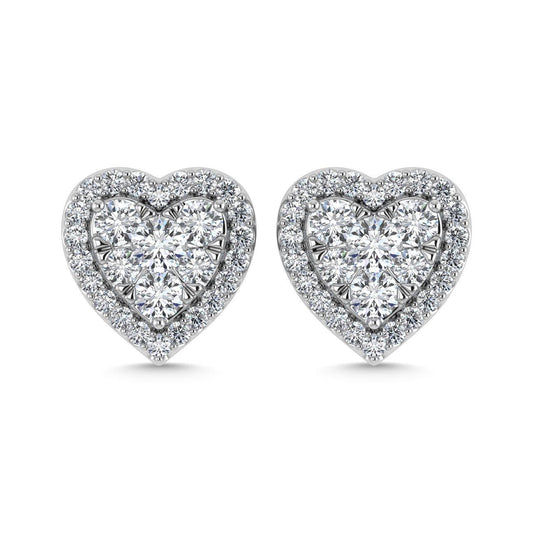 Diamond 2 Ct.Tw. Heart Earrings in 14K White Gold - Larson Jewelers