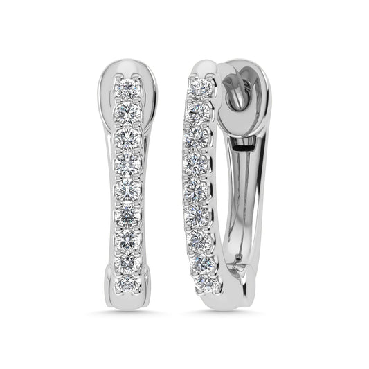 Diamond 1/10 Ct.Tw. Hoop Earrings in 14K White Gold - Larson Jewelers