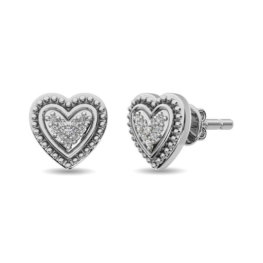 Diamond Heart Earrings 1/20 ct tw in Sterling Silver - Larson Jewelers