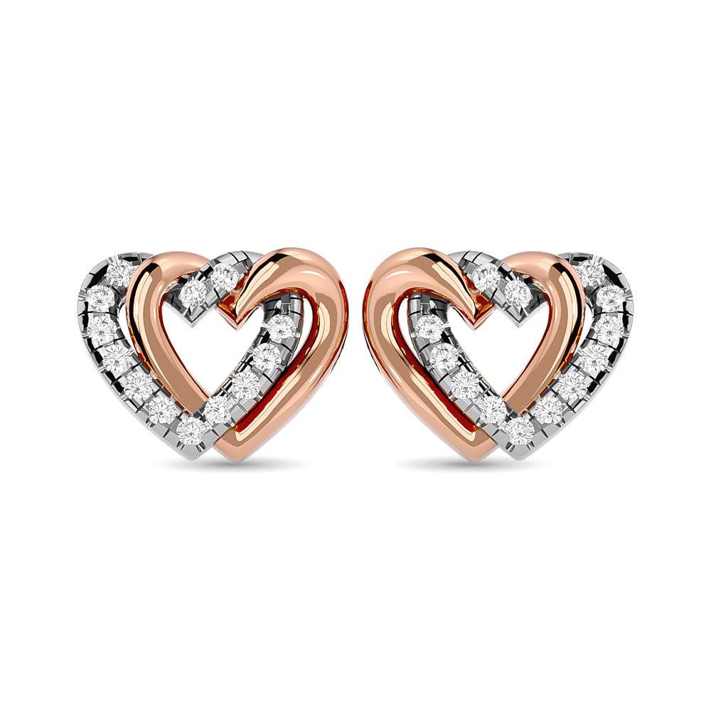 Diamond Duel Heart earrings 1/6 ct tw in 10K Rose Gold - Larson Jewelers