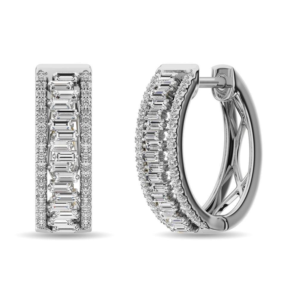 Diamond 1/2 Ct.Tw. Hoop Earrings in 14K White Gold - Larson Jewelers