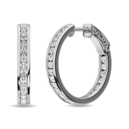 Diamond 1 ct tw Hoop Earrings in 14K White Gold - Larson Jewelers