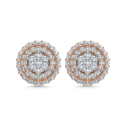 Diamond 5/8 Ct.Tw. Cluster Earrings in 14K Two Tone Gold - Larson Jewelers