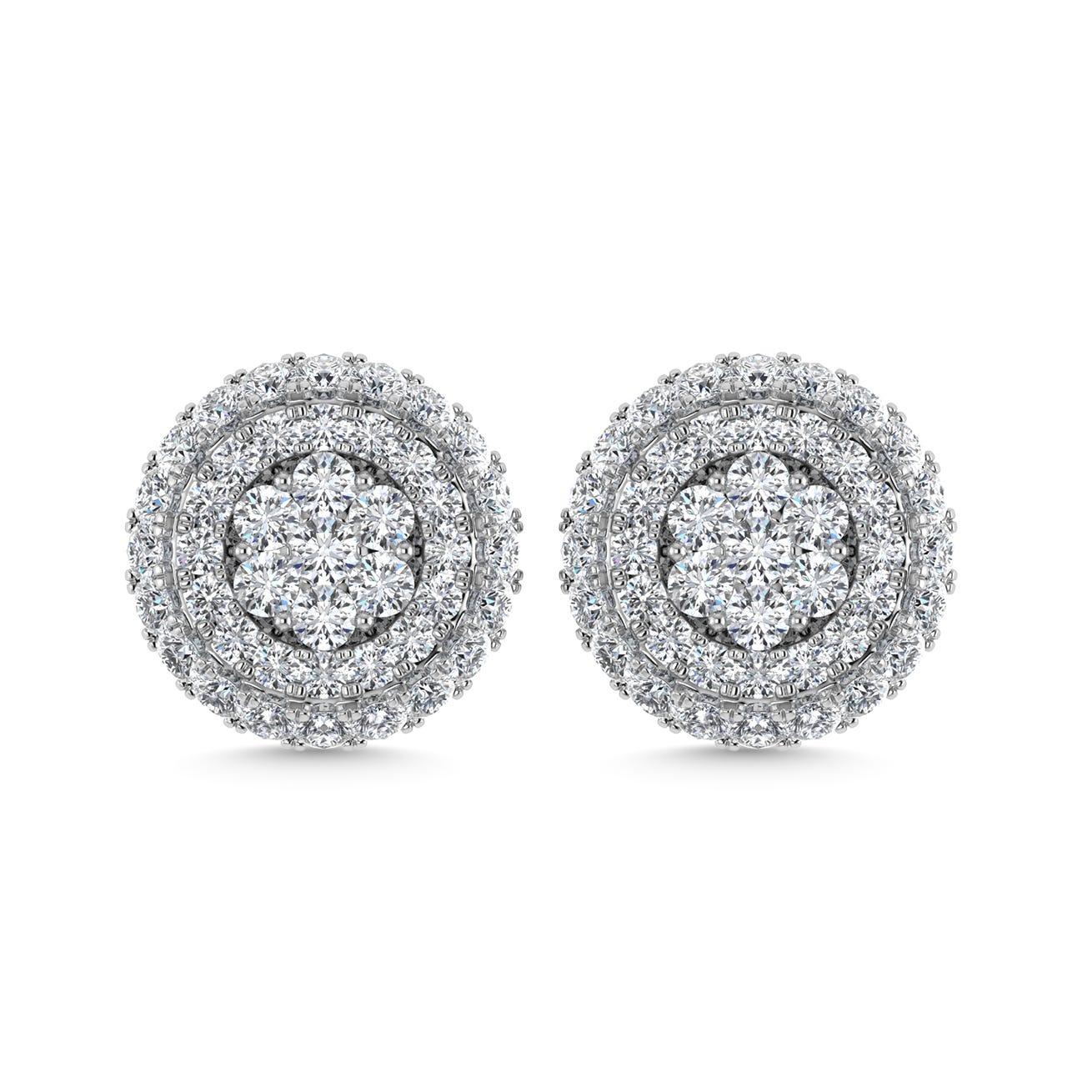 Diamond 5/8 Ct.Tw. Cluster Fashion Earrings in 14K White Gold - Larson Jewelers