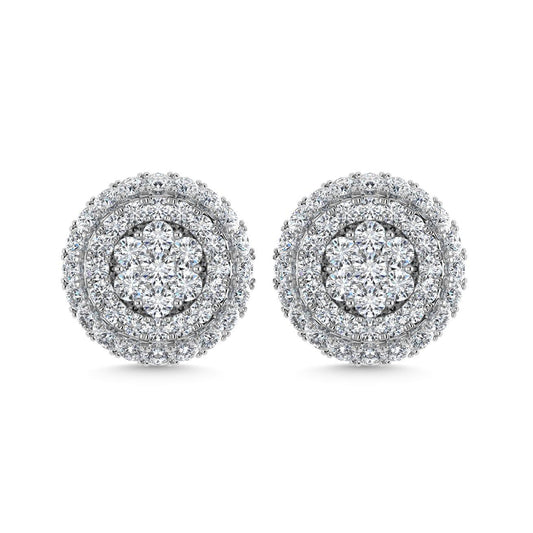 Diamond 5/8 Ct.Tw. Cluster Fashion Earrings in 14K White Gold - Larson Jewelers