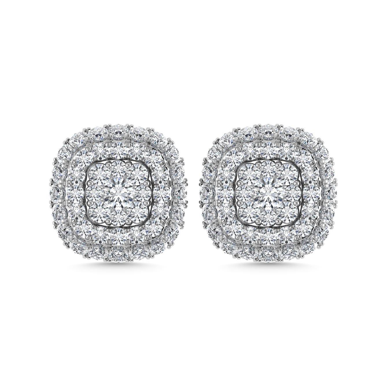 Diamond 5/8 Ct.Tw. Cluster Fashion Earrings in 14K White Gold - Larson Jewelers