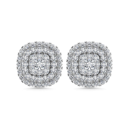 Diamond 5/8 Ct.Tw. Cluster Fashion Earrings in 14K White Gold - Larson Jewelers
