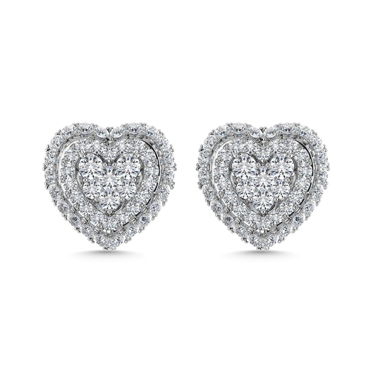 Diamond 5/8 Ct.Tw. Cluster Fashion Earrings in 14K White Gold Gold - Larson Jewelers