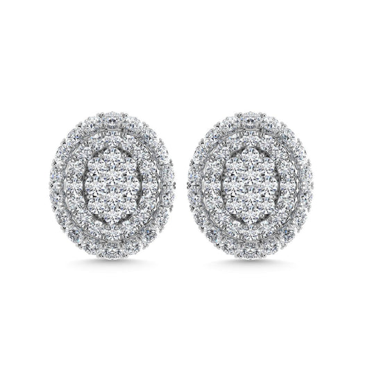 Diamond 5/8 Ct.Tw. Cluster Fashion Earrings in 14K White Gold Gold - Larson Jewelers