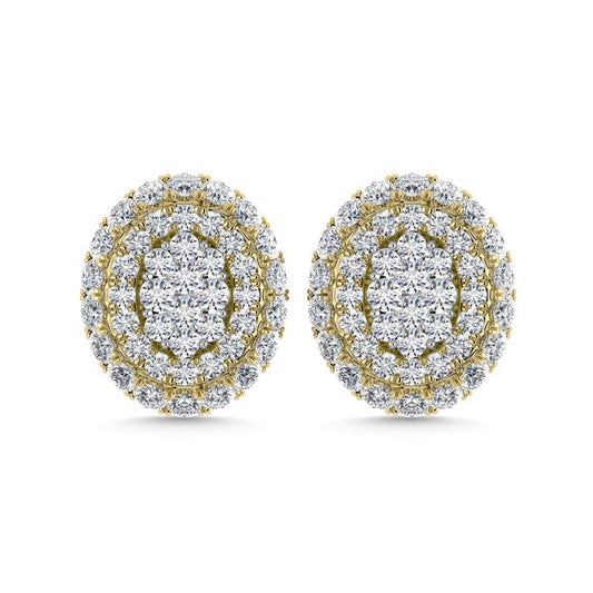 Diamond 5/8 Ct.Tw. Cluster Fashion Earrings in 14K Two Tone Gold - Larson Jewelers