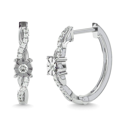 Diamond 1/4 Ct.Tw. Hoop Earrings in 14K White Gold - Larson Jewelers