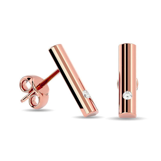 Diamond 1/20 ct tw Bar Earrings in 10K Rose Gold - Larson Jewelers