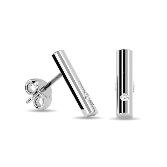 Diamond 1/20 ct tw Bar Earrings in 10K White Gold - Larson Jewelers