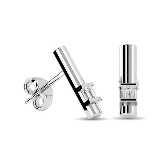 Diamond 1/20 ct tw Bar Earrings in 10K White Gold - Larson Jewelers