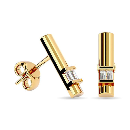 Diamond 1/12 ct tw Bar Earrings in 10K Yellow Gold - Larson Jewelers