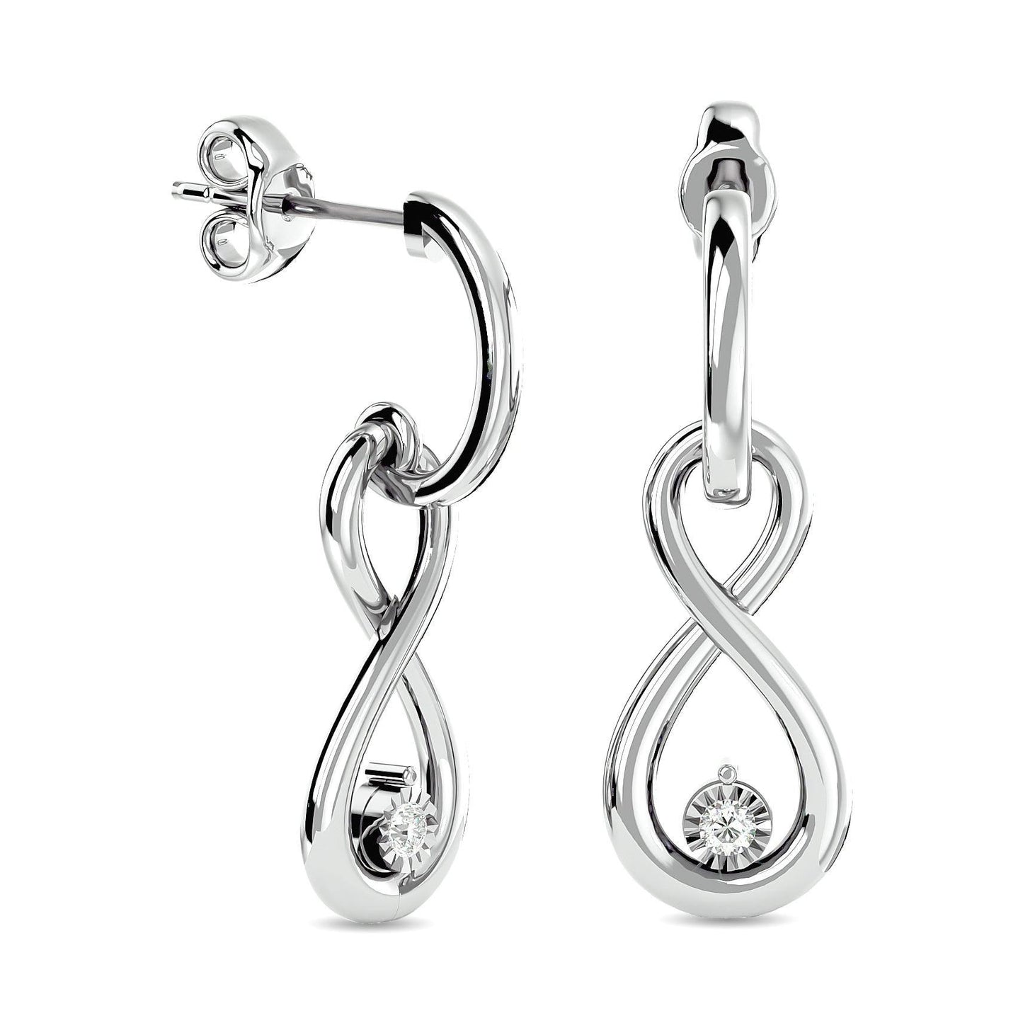 Diamond 1/20 ct tw Infinity Earrings in Sterling Silver - Larson Jewelers
