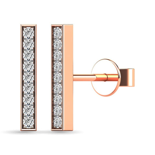 Diamond 1/20 ct tw Bar Earrings in 10K Rose Gold - Larson Jewelers