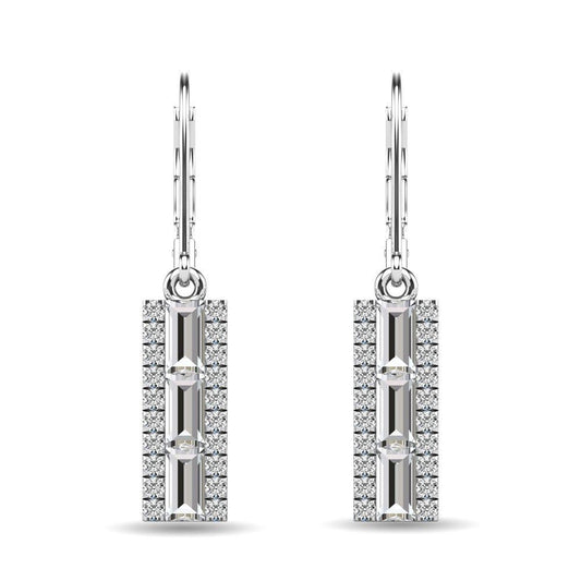 Diamond 1/2 Ct.Tw. Bar Earrings in 14K White Gold - Larson Jewelers