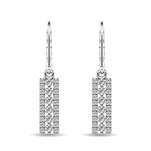 Diamond 1/2 ct tw Bar Earrings in 14K White Gold - Larson Jewelers