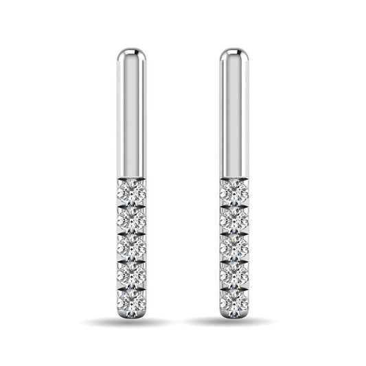 Diamond 1/10 ct tw Bar Earrings in 10K White Gold - Larson Jewelers
