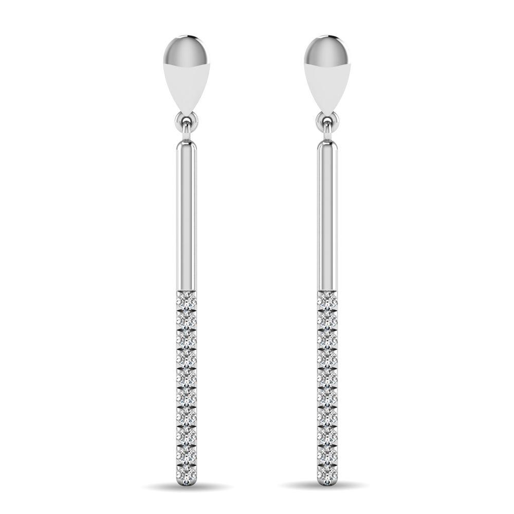 Diamond 1/5 ct tw Diamline Earrings in 10K White Gold - Larson Jewelers