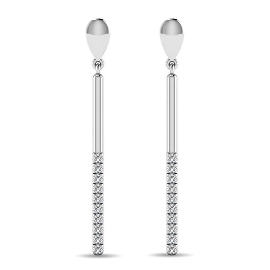 Diamond 1/5 ct tw Diamline Earrings in 10K White Gold - Larson Jewelers