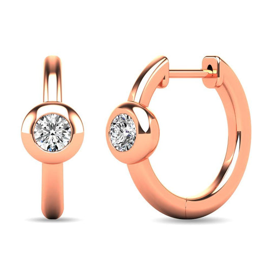 Diamond 1/10 ct tw Bezel Set Earrings in 10K Rose Gold - Larson Jewelers