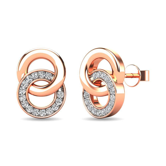 Diamond 1/10 ct tw Circle Earrings in 10K Rose Gold - Larson Jewelers