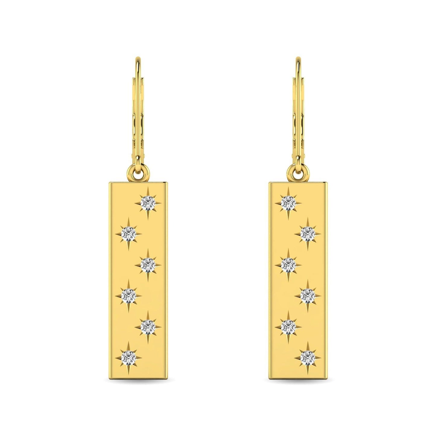 Diamond 1/5 ct tw Bar Earrings in 14K Yellow Gold - Larson Jewelers