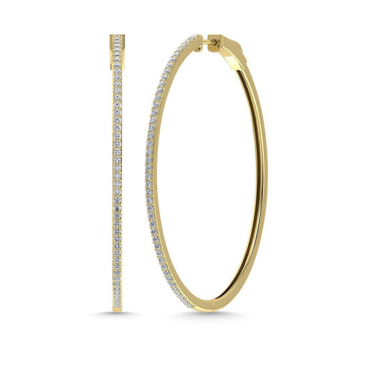 Diamond 1 5/8 Ct.Tw. Oval Shape Hoop Earrings in 10K Yellow Gold (2.5 inches) - Larson Jewelers