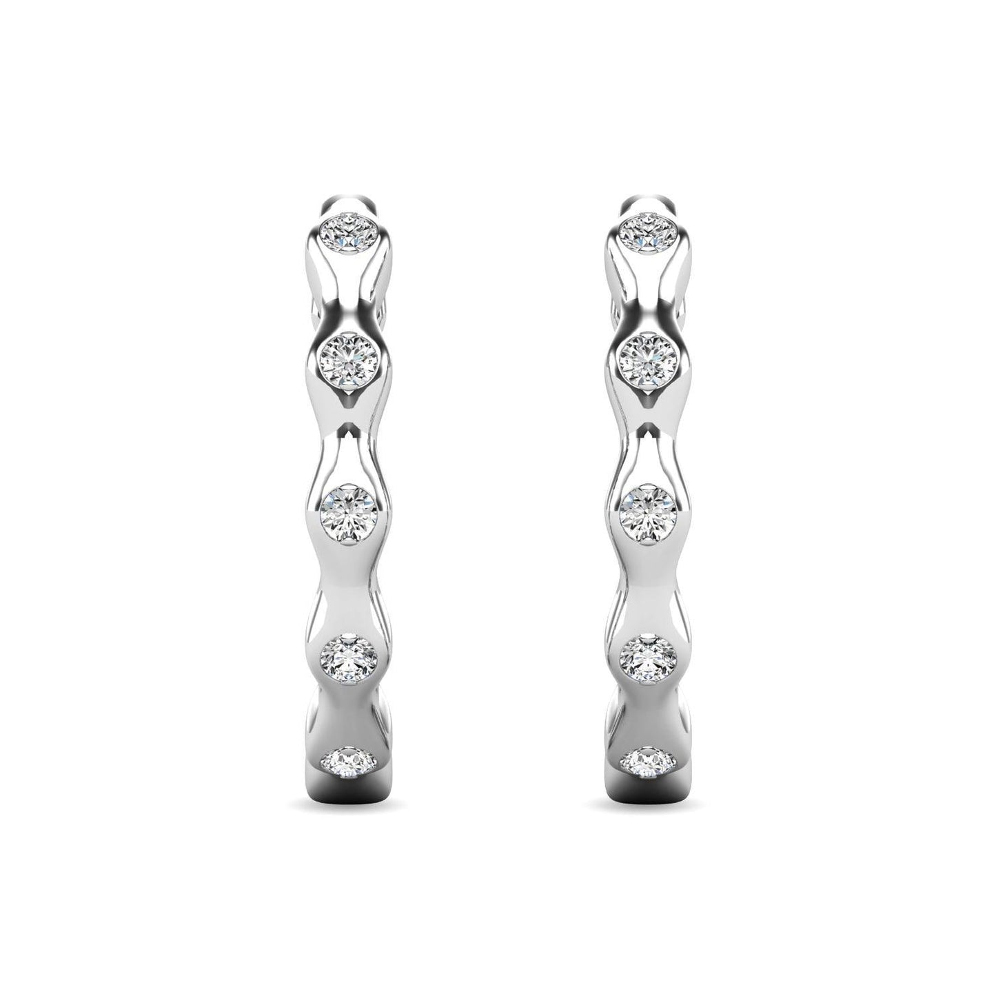 Diamond 1/10 ct tw Hoop Earrings in 10K White Gold - Larson Jewelers