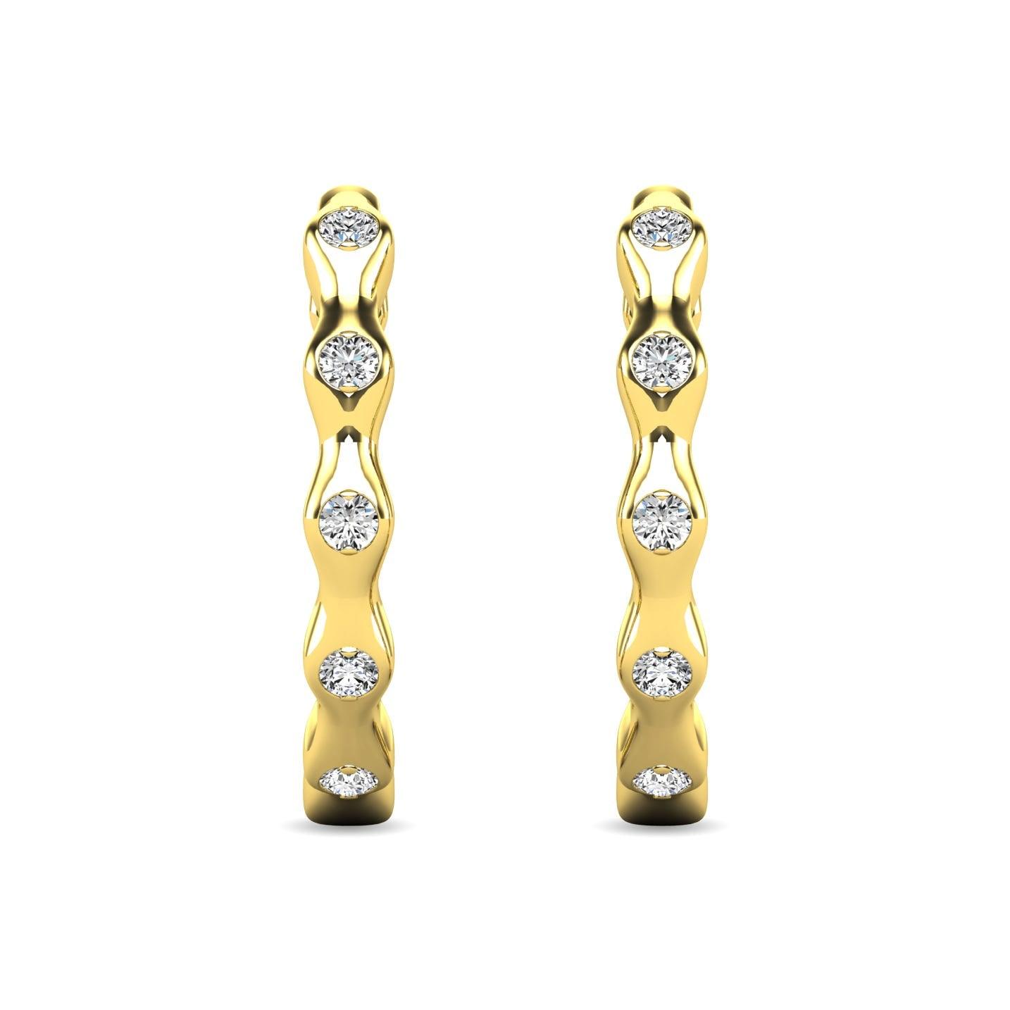 Diamond 1/10 ct tw Hoop Earrings in 10K Yellow Gold - Larson Jewelers