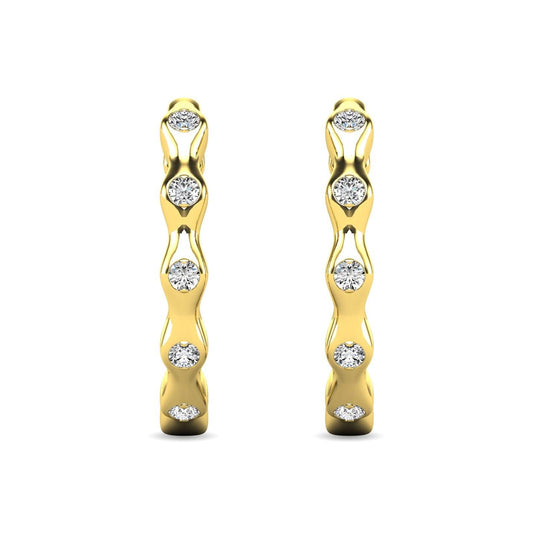 Diamond 1/10 ct tw Hoop Earrings in 10K Yellow Gold - Larson Jewelers