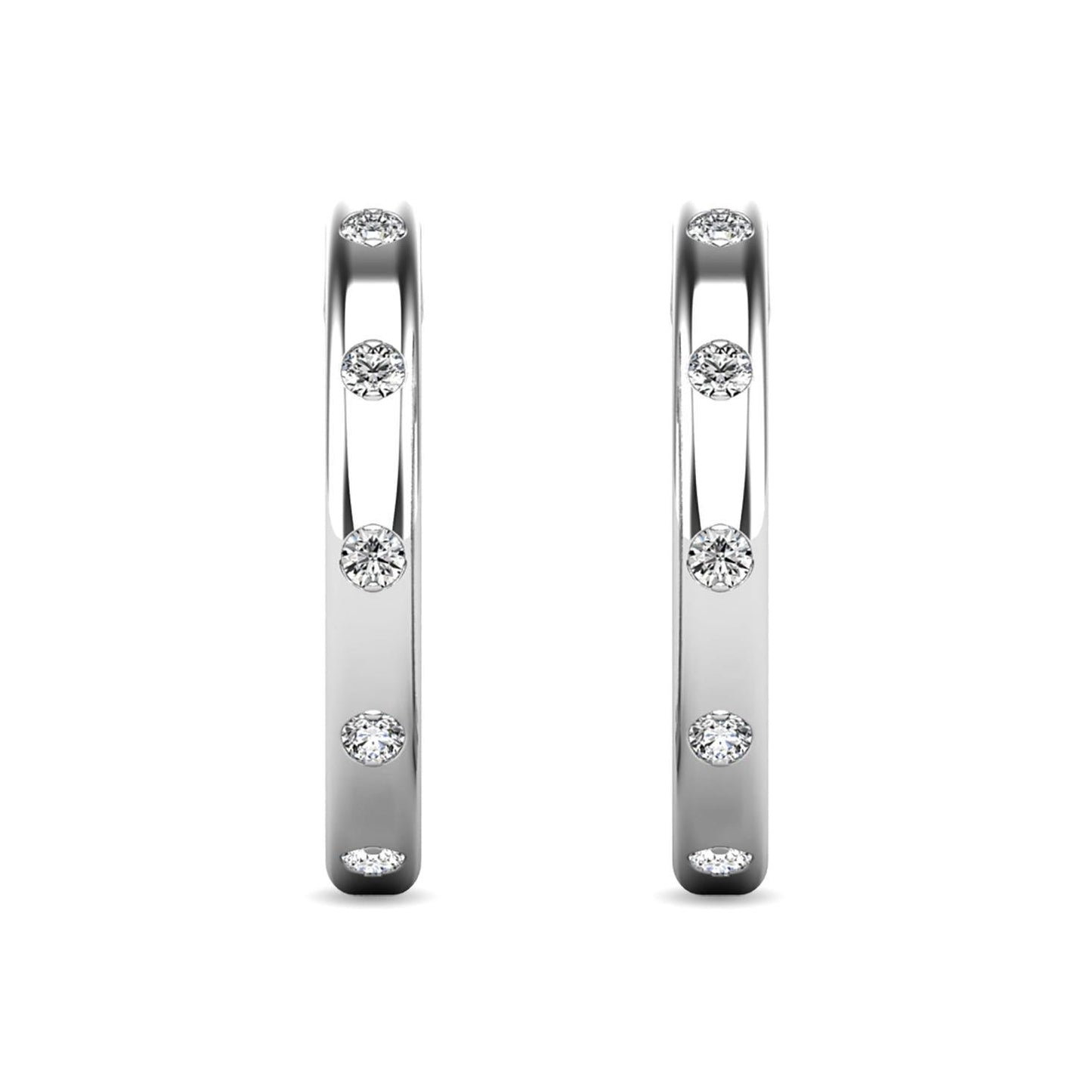 Diamond 1/10 ct tw Hoop Earrings in 10K White Gold - Larson Jewelers