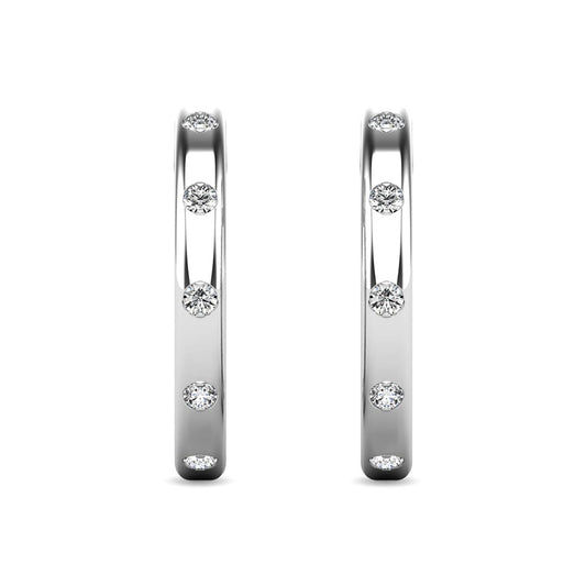 Diamond 1/10 ct tw Hoop Earrings in 10K White Gold - Larson Jewelers