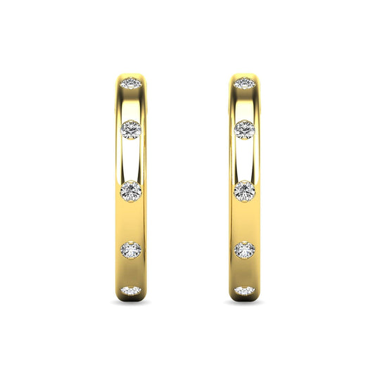 Diamond 1/10 ct tw Hoop Earrings in 10K Yellow Gold - Larson Jewelers