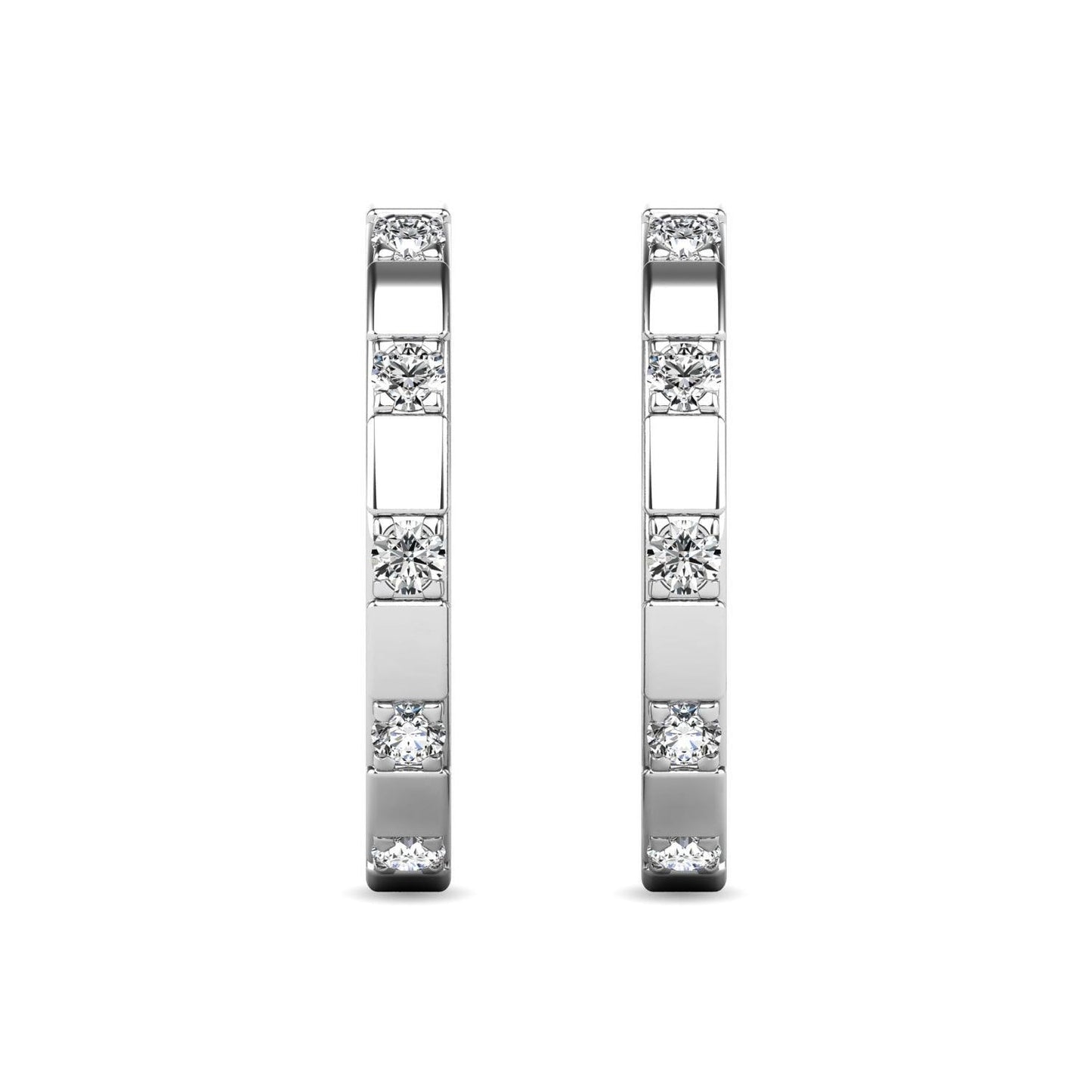 Diamond 1/10 ct tw Hoop Earrings in 10K White Gold - Larson Jewelers