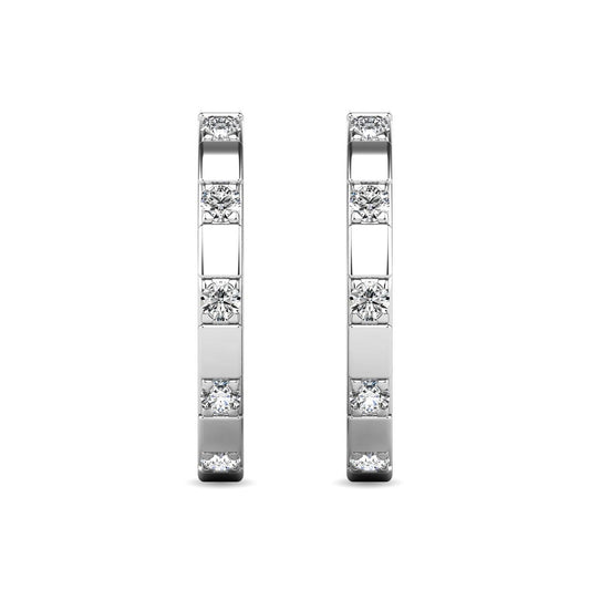 Diamond 1/10 ct tw Hoop Earrings in 10K White Gold - Larson Jewelers