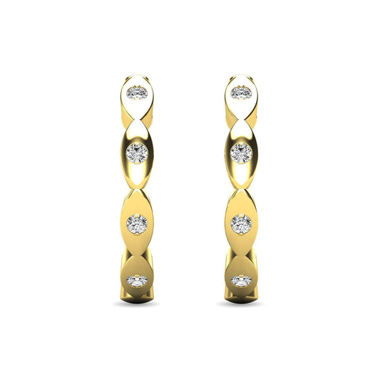 Diamond 1/10 ct tw Hoop Earrings in 10K Yellow Gold - Larson Jewelers