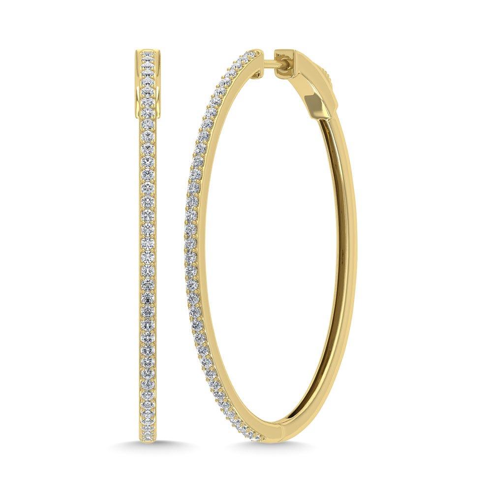 Diamond 1 1/3 Ct.Tw. Hoop Earrings in 10K Yellow Gold - Larson Jewelers