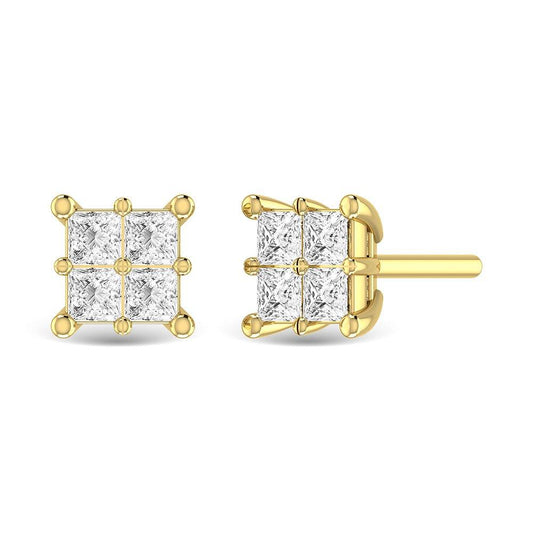 Diamond 1 Ct.Tw. Princess Cut Fashion Earrings in 14K Yellow Gold - Larson Jewelers