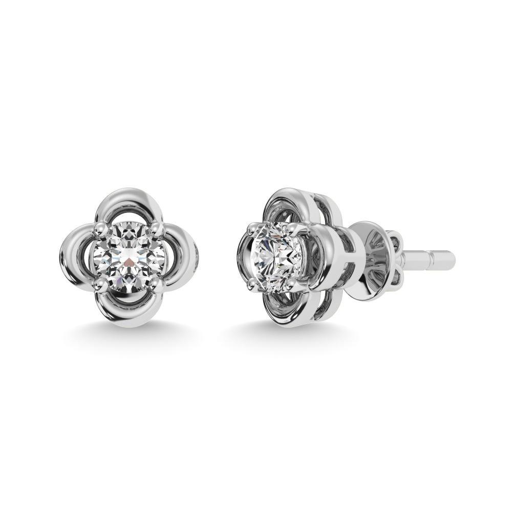 Diamond 1/2 ct tw Solitaire Dimond Stud Earrings in 14K White Gold - Larson Jewelers