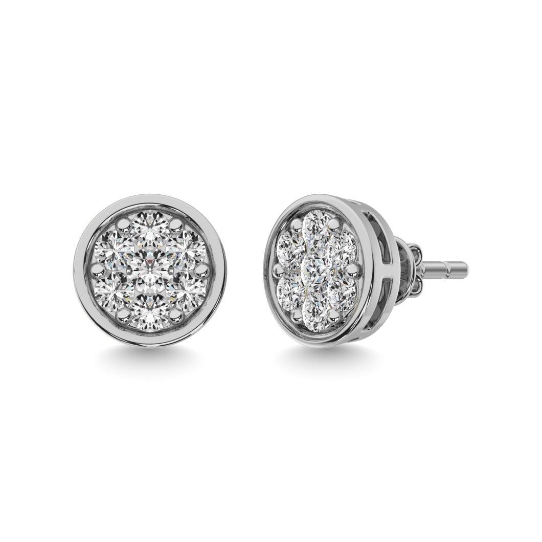 Diamond 1 ct tw Round Earrings in 14K White Gold - Larson Jewelers