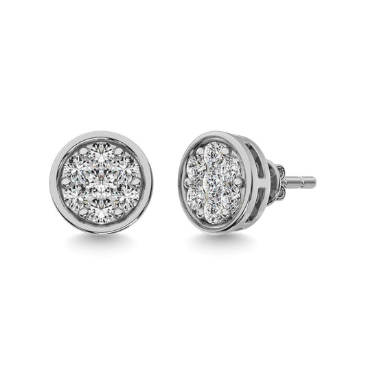 Diamond 1 ct tw Round Earrings in 14K White Gold - Larson Jewelers