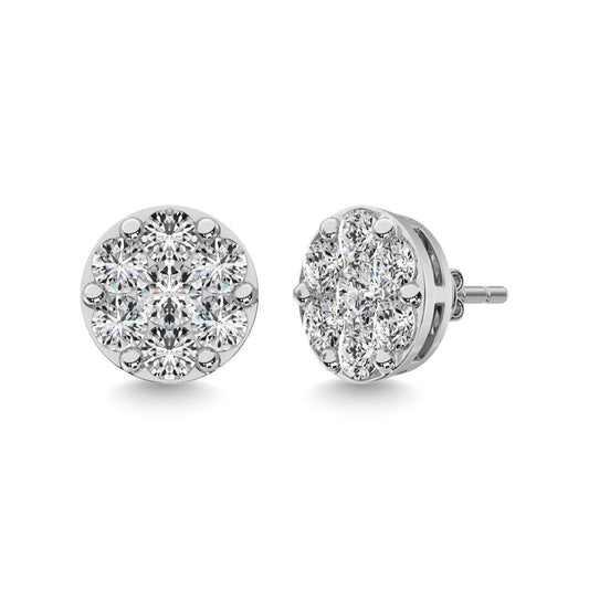 Diamond 3 ct tw Round Earrings in 14K White Gold - Larson Jewelers